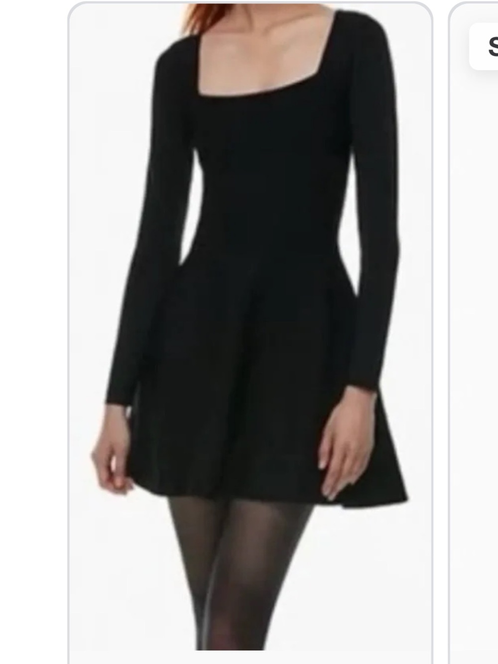 Aritzia Babaton Black Long-Sleeve Square-Neck Mini Dress